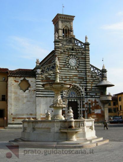 The Cathedral of Prato and the fountain of the duck